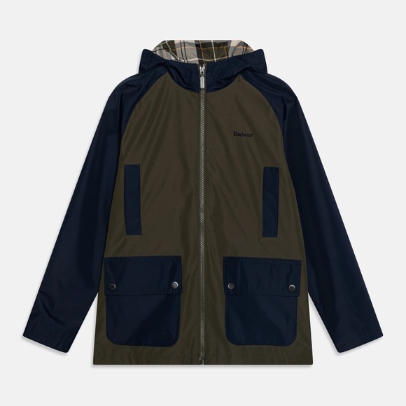NWT Barbour Domus Colorblock Water Repellent Hooded Jacket - Size 8/9 - Picture 1 of 5